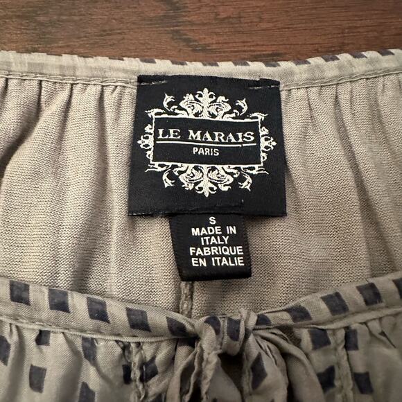 Le Marais Paris gray square print long sleeve silk top size S - Picture 8 of 12